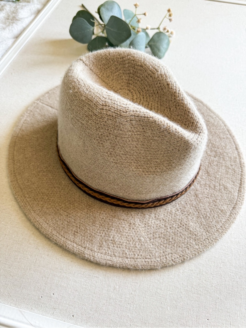 Beige Wide Brim Rancher Hat Boho Western Fedora